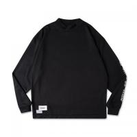 NEVER UP,NEVER IN ROUND DESIGN L/S MOC TEE Black