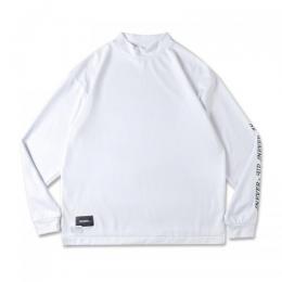 NEVER UP,NEVER IN ROUND DESIGN L/S MOC TEE White