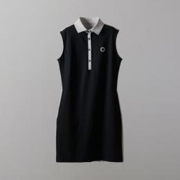 BASIC COMBINATION N/S POLO ONE-PIECE BLACK×GRAY