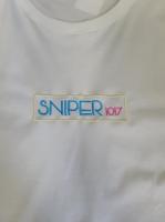 SNIPER Tシャツ刺繍BOXロゴ【WHITE】 Gold×Blue (XSサイズ)