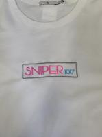 SNIPER Tシャツ刺繍BOXロゴ【WHITE】 Silver×Pink (Lサイズ)