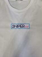 SNIPER Tシャツ刺繍BOXロゴ【WHITE】 Blue×Blue (XLサイズ)